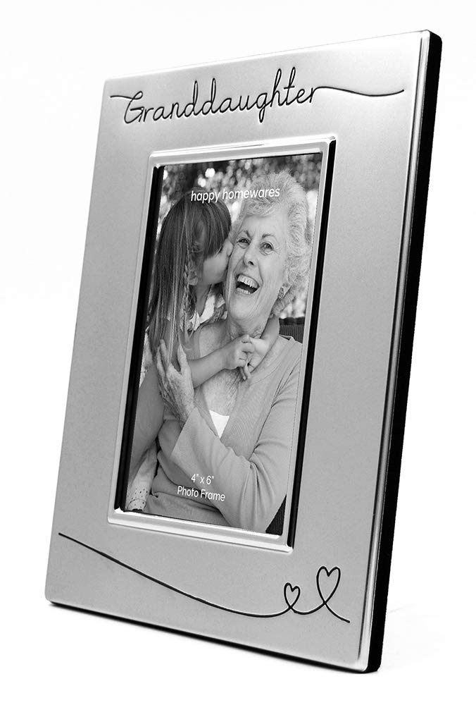 Haysom Interiors Beautiful Two Tone Silver Plated Granddaughter 4 x 6 Picture Frame with Black Velvet | Unique and Thoughtful Gi