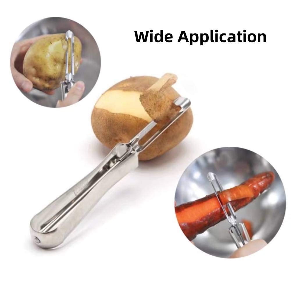 2 Pack Kitchen Vegetable Peeler, Stainless Steel Rotary Peeler For Carrot And Fruit, With Ergonomic And Control Handle-Dishwashe