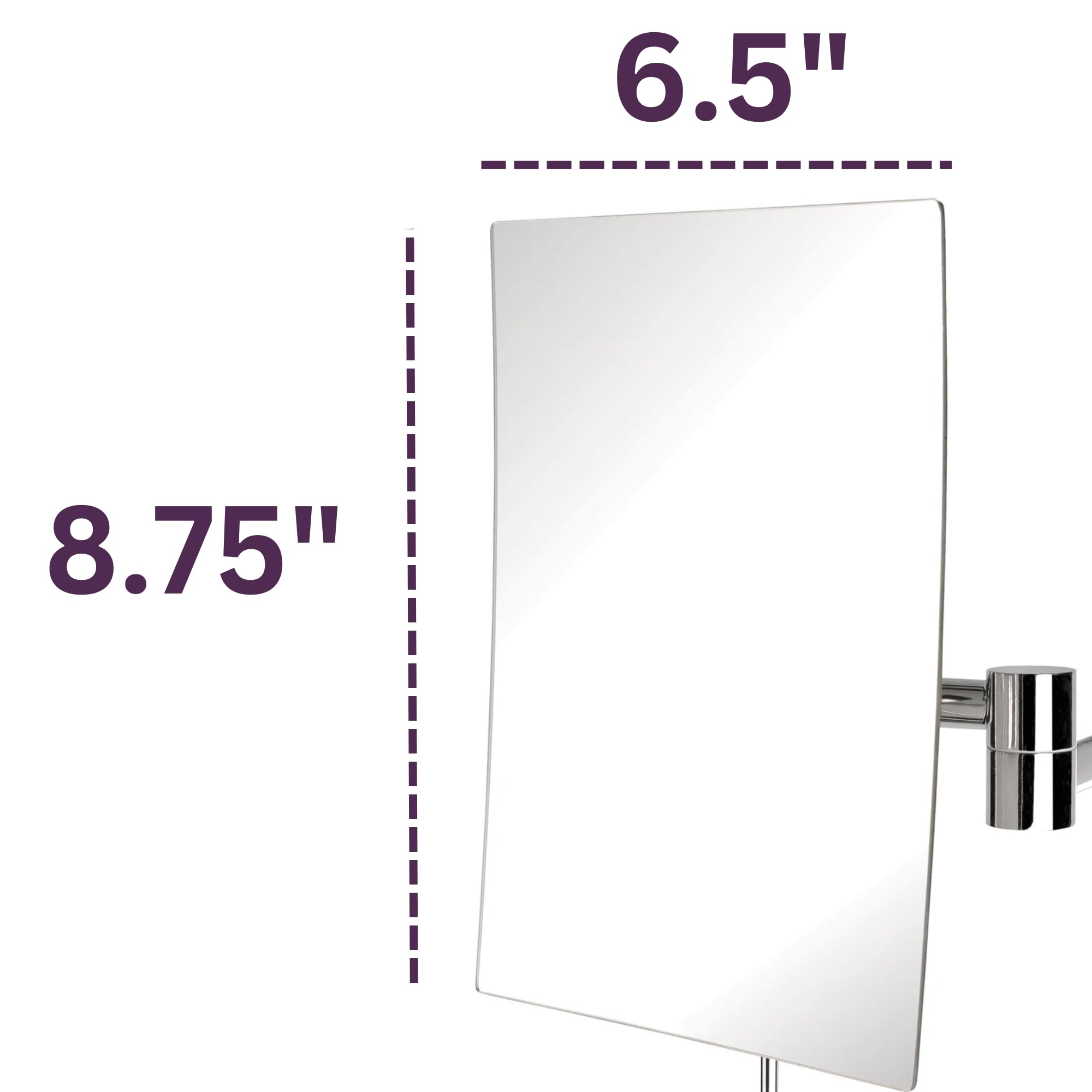 Jerdon 8.75-Inch X 6.5-Inch Wall Mount Makeup Mirror - Personal Mirror With 5X Magnification & 14 Inch Wall Extension - Nickel W