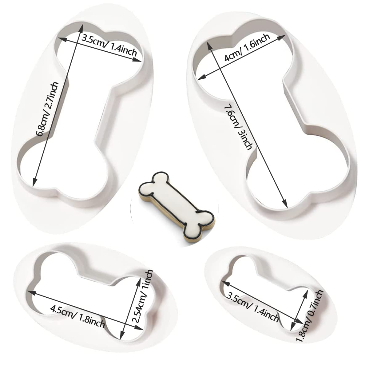 Dog Bone Cookie Cutters, Bone Shape Cookie Cutters 4 Pcs/Set, Dog Treats Cookie Cutter, Homemade Dog Biscuit Treats Cutters Plas
