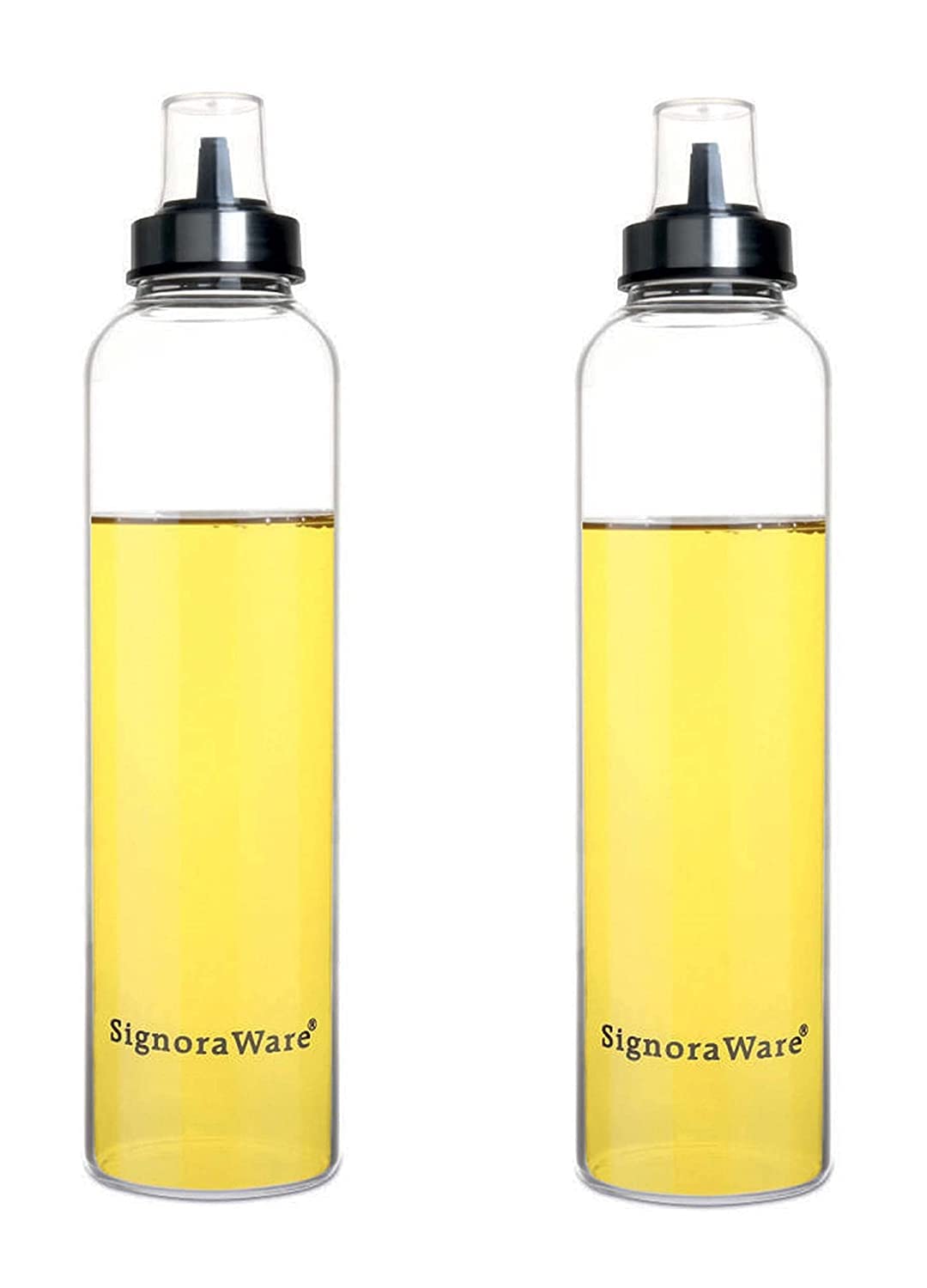 Signoraware Even Flow Borosilicate Glass Oil Dispenser, 500Ml+500Ml, Set Of 2,Clear