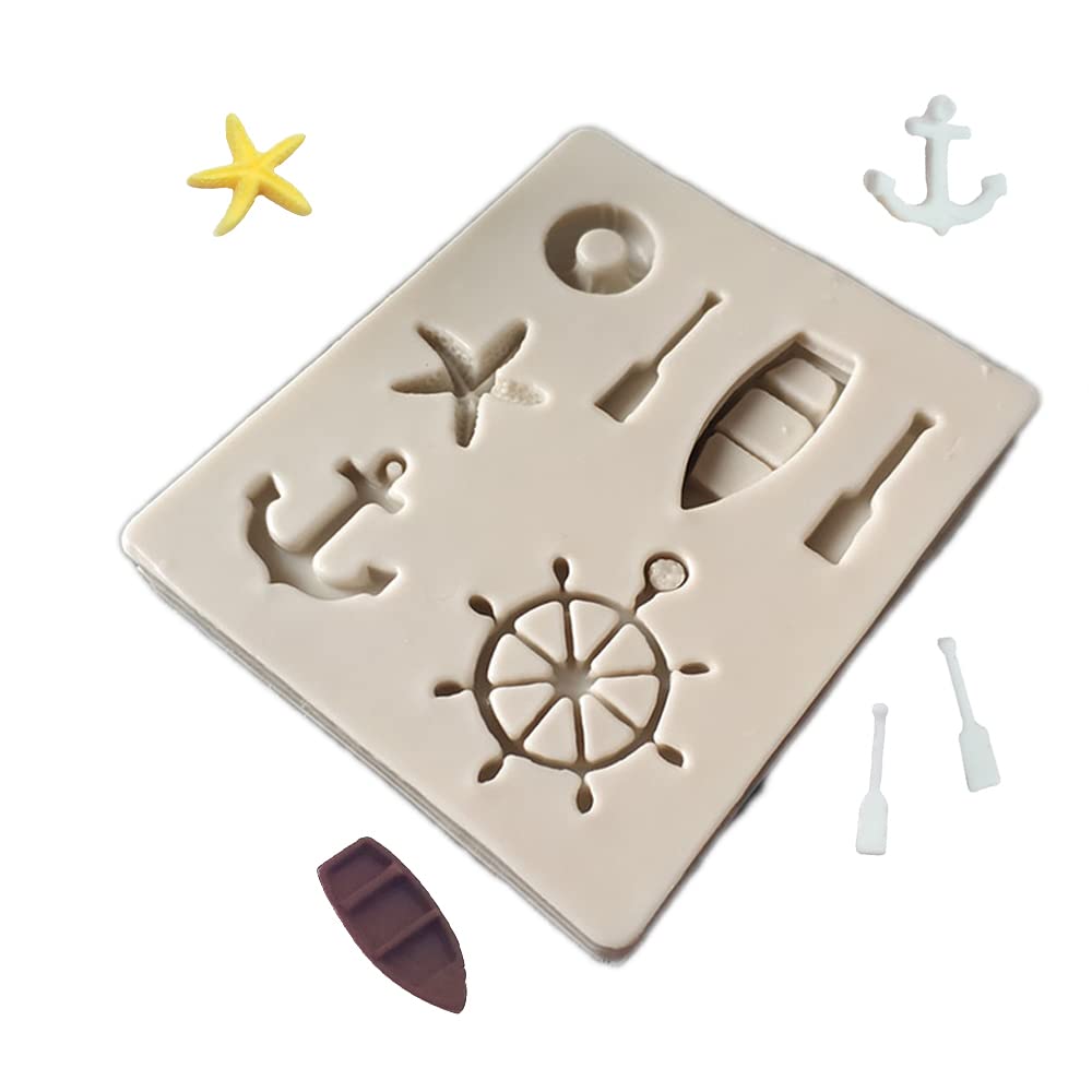 Playing Mold Mini Sea Oar Boat Anchor Star Rudder Lifebuoy Silicone Mold Tools For Make Chocolate Hard Candie Dessert Ice Fondan