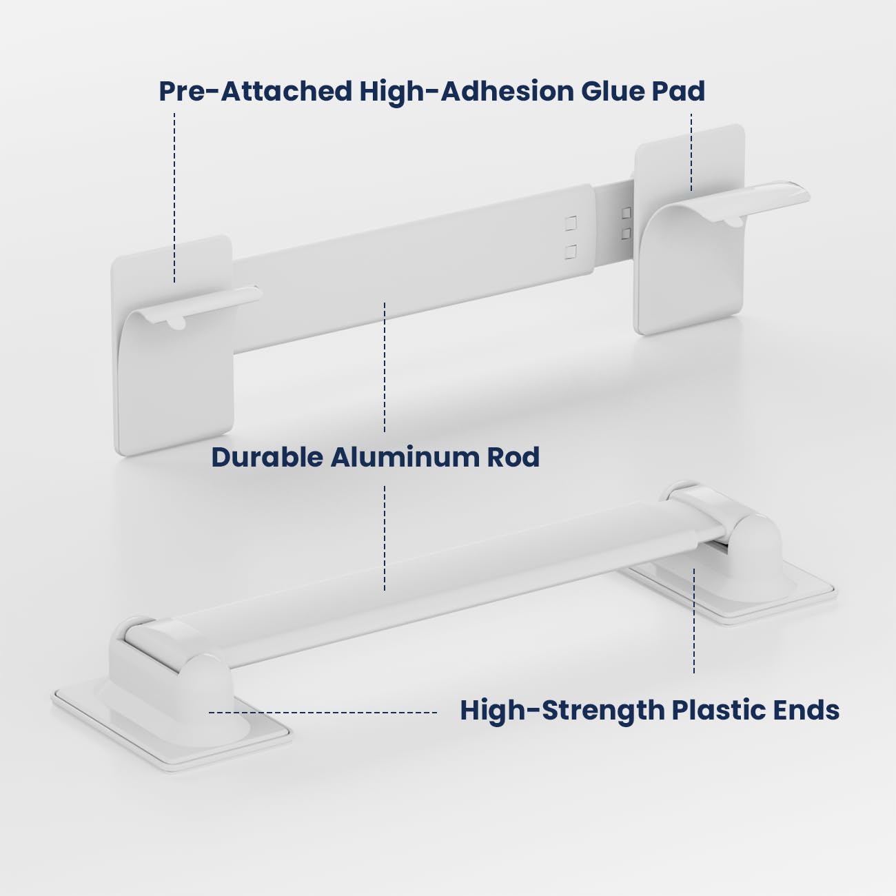 Safoner Adjustable RV Shower Corner Storage Bar - Durable Aluminum Caddy, 2 Packs, White, Model: shower bar003