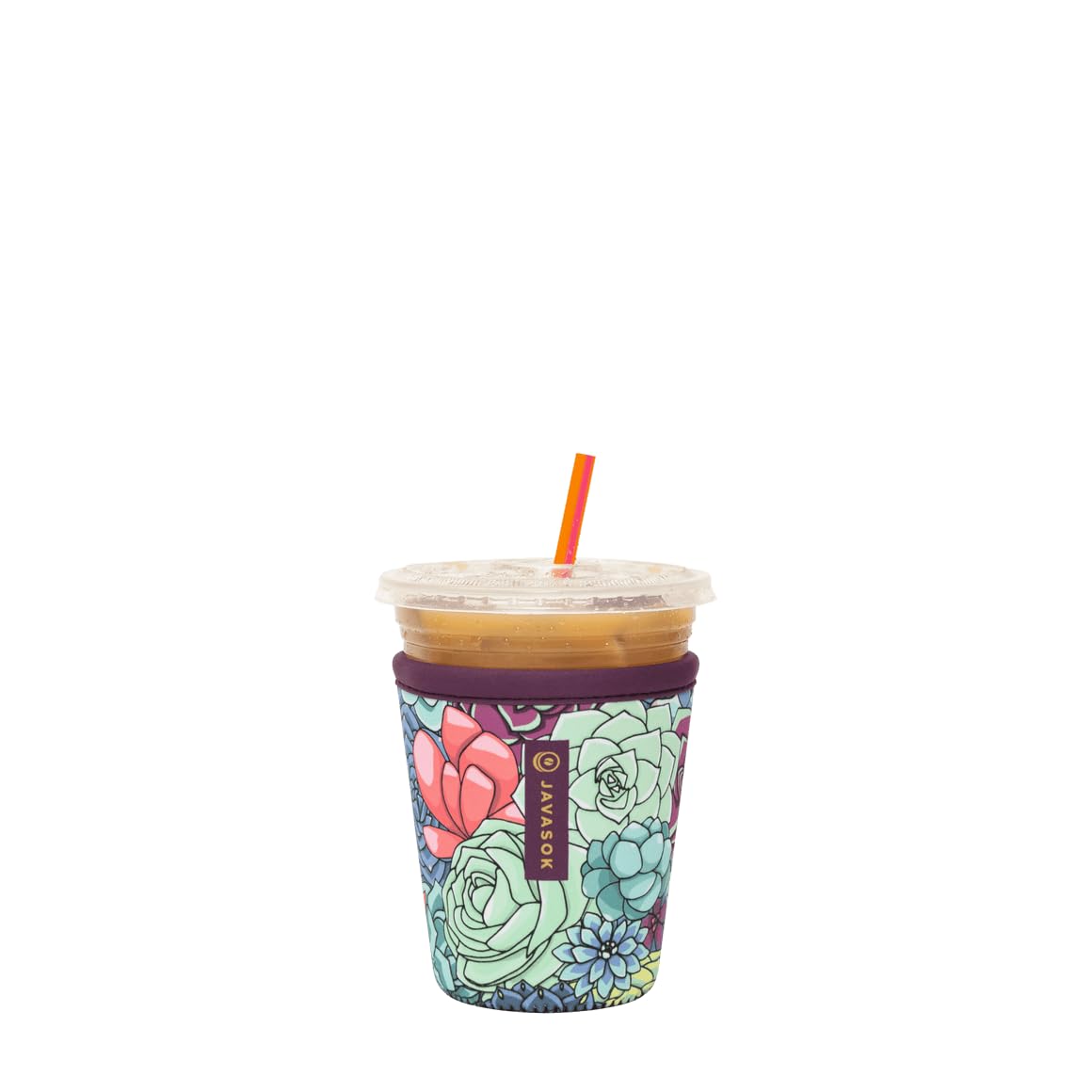 Sok It Java Sok Iced Coffee & Cold Soda Insulated Neoprene Cup Sleeve (Succulents, Small: 16-20Oz)