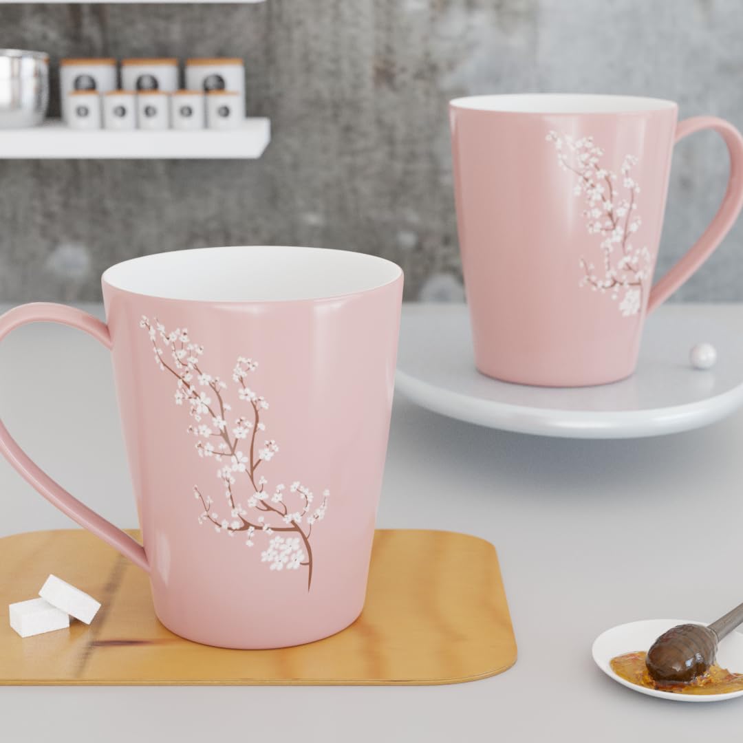 The Earth Store Blossom Pink Coffee Mug Set of 2 Ceramic Mugs to Gift to Best Friend, Tea Mugs, Microwave Safe Coffee Mugs, Cera