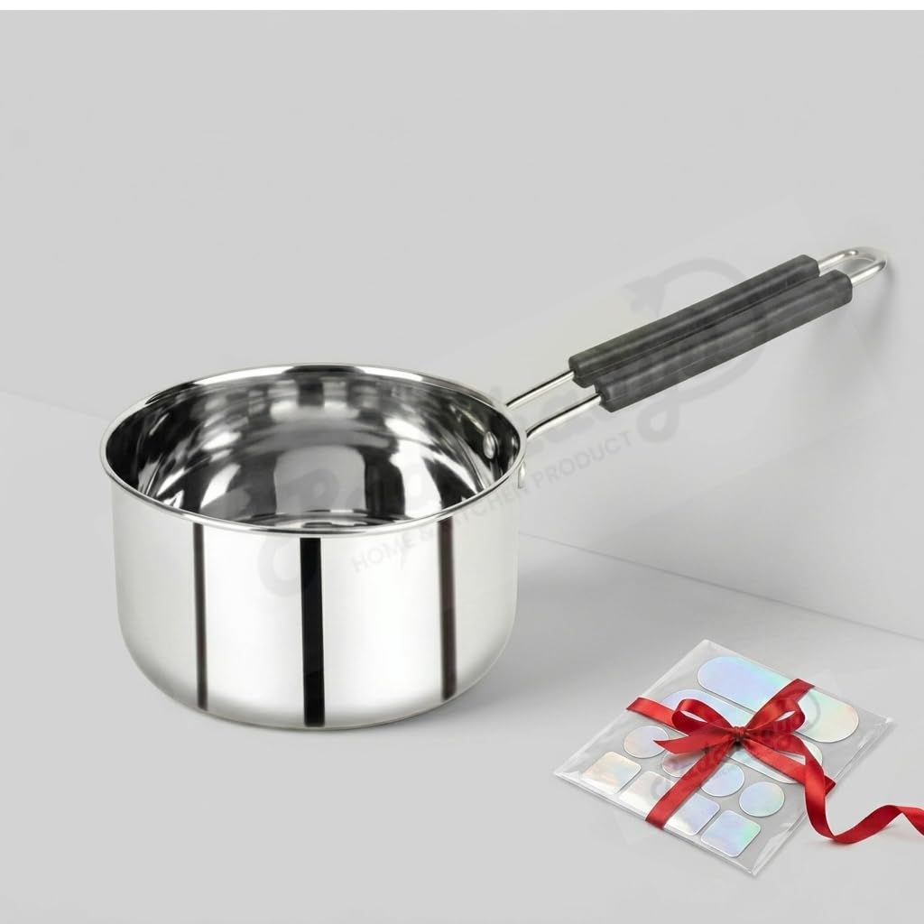 Padchaaya Steel Sauce Pan Induction & Gas Compatible Tea Pan Milk Boiler Tapeli Patila Cookware With Handle Easy To Clean With 1