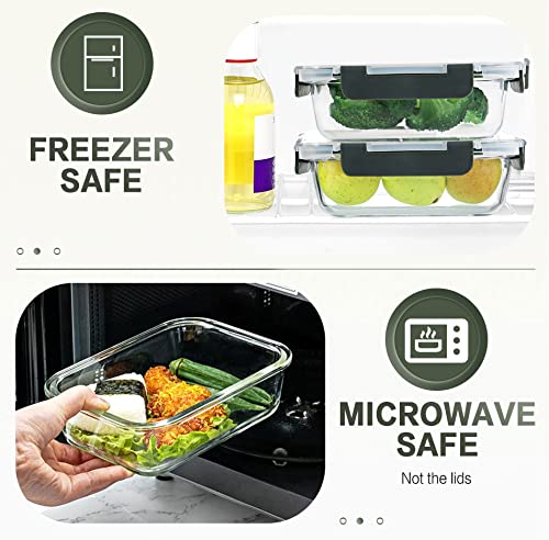 30 Pieces Glass Food Storage Containers Set  Glass Meal Prep Containers Set with Snap Locking Lids  Airtight Glass lunch Containers  BPA-Free  Microwave  Oven  Freezer & Dishwasher Friendly Gray