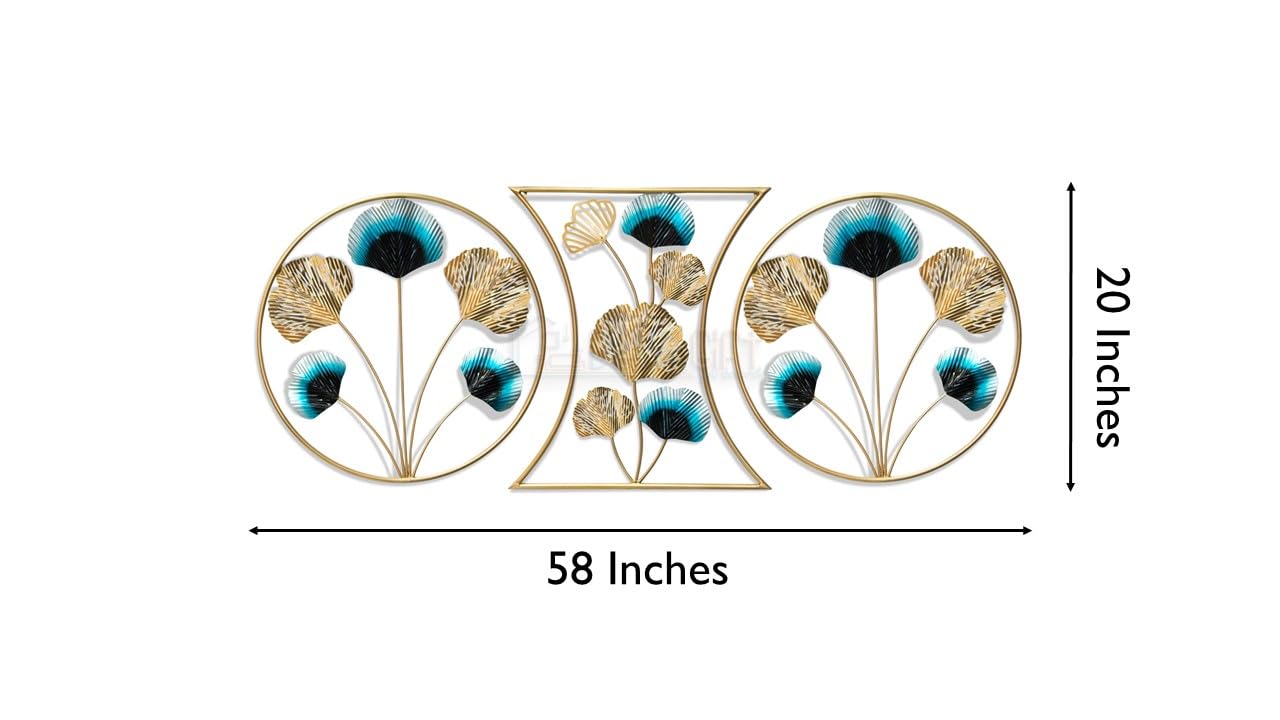 Dewogift Metal Wall Decor | Geometric Pattern Gingko Leaf Metal Wall Art | Metal Wall Decor For Living Room | Office Wall Decor