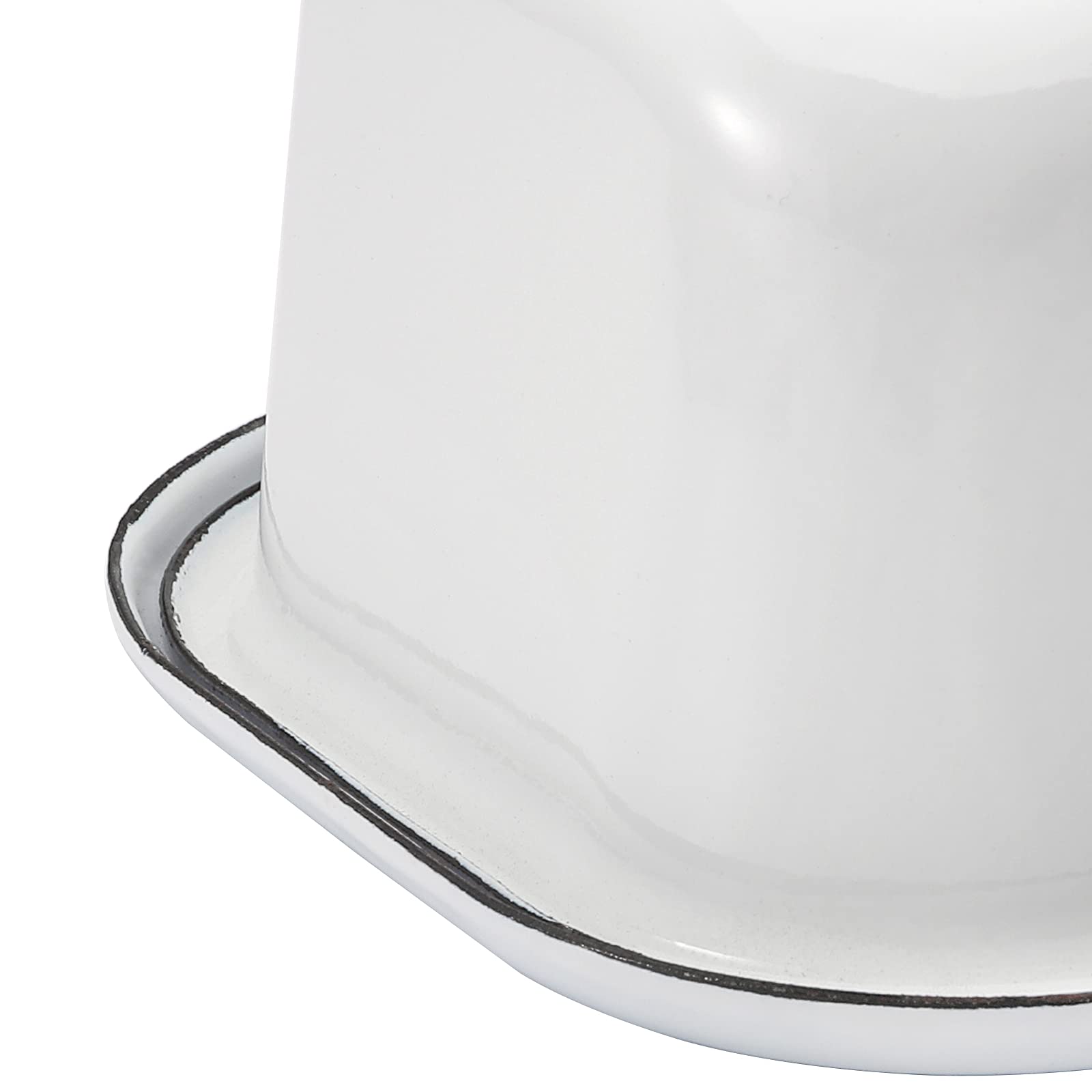 Suwimut Enamel Butter Dish With Lid, Farmhouse White Butter Dish Vintage Black Rim Enamelware Butter Container With Cover, Ename