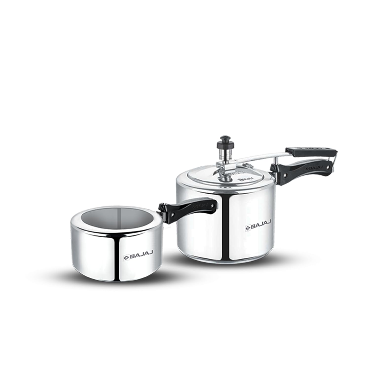 Bajaj New Shakti 2L, 3L Inner Lid Aluminium Pressure Cooker Combo (2L And 3L) | 5Liters | Sturdy Bakelite Handles | Isi Certifie