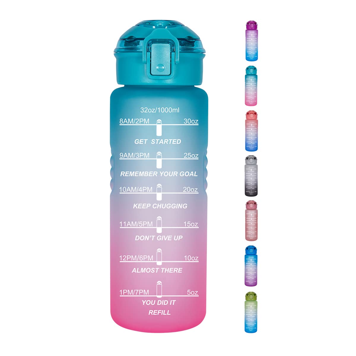 Goothdurs 32Oz Motivational Water Bottle With Time Marker Reminder - Water Tracker Bottles With Times To Drink - Leak-Proof Bpa