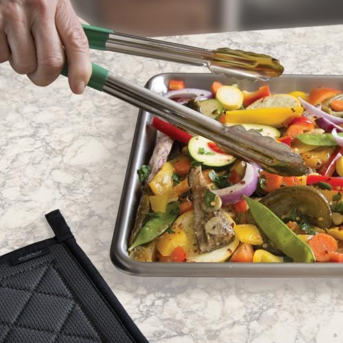 Winco  12-Inch Utility Tong with Green Non-Slip Grip  Stainless Steel