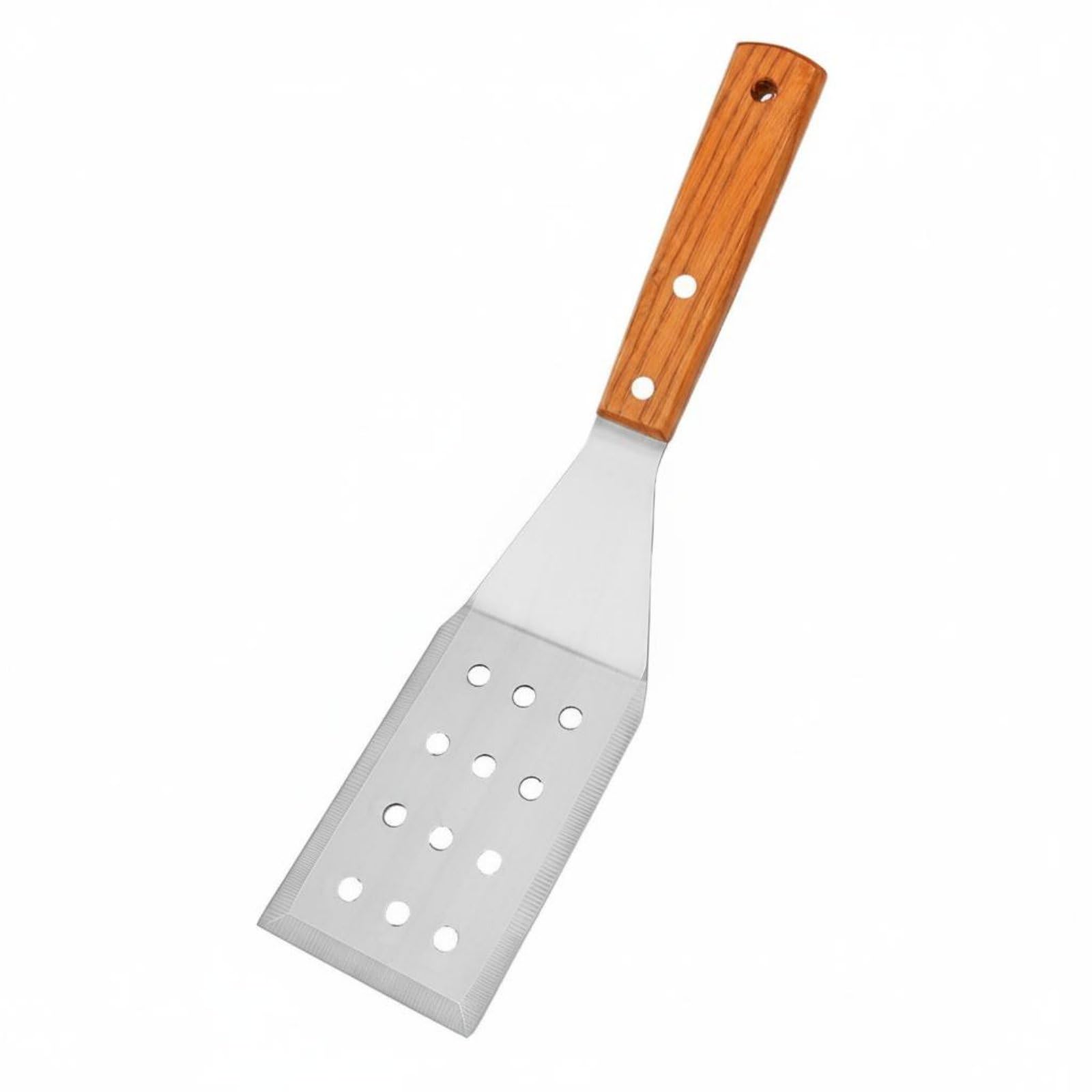 Ecomistiq 6 Pieces Heat Resistant Wood Handle Steel Spatula Wide Stainless Easy To Clean Steak Turner NonReactive For Restauran