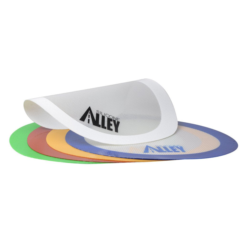 Non-Stick Mat Pad [5 Fun Colors] - Silicone Rolling Baking Pastry Placemat Large Round 9.5'' - (Value Pack - Set Of 5)