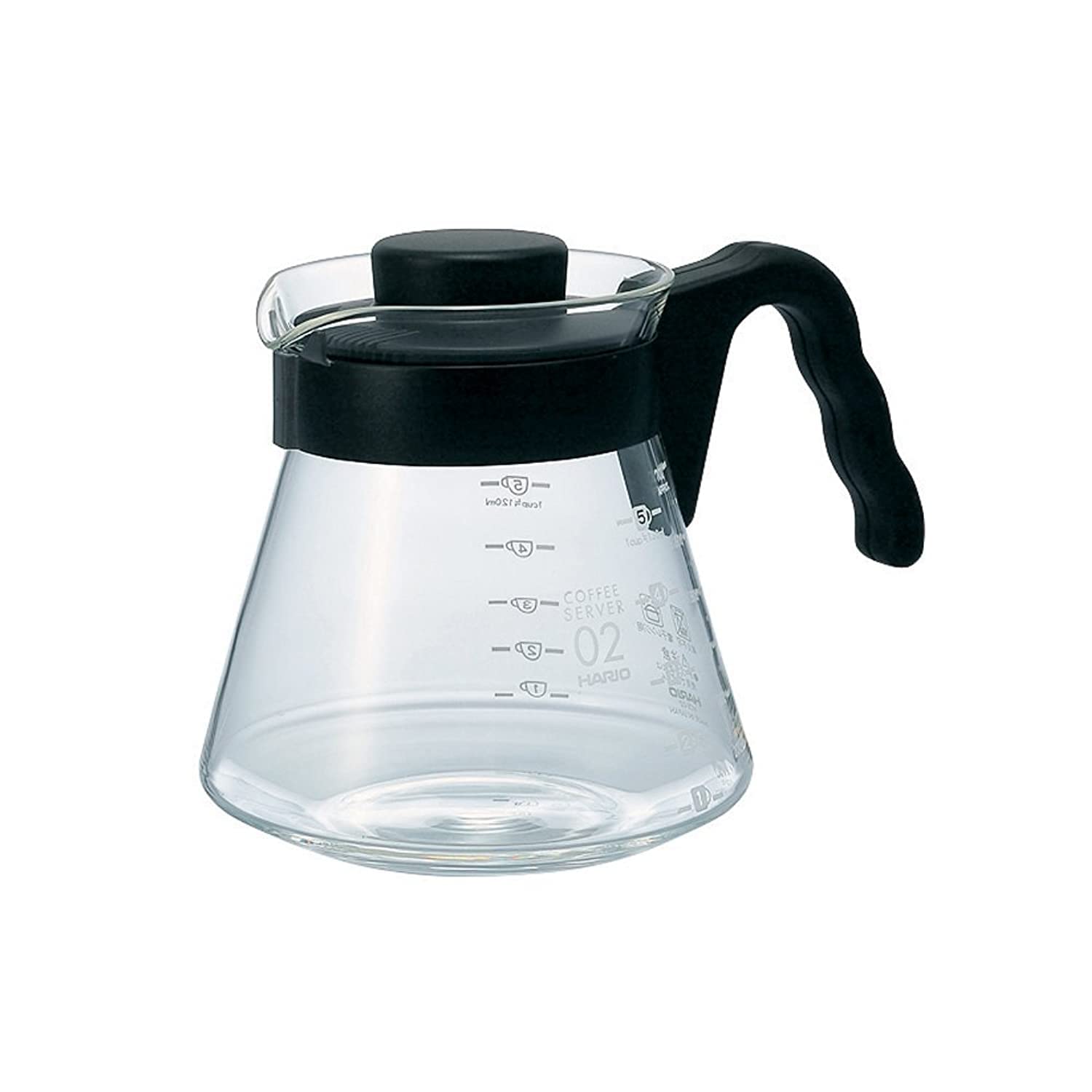 Hario V60 Glass Coffee Server Pour Over Carafe Microwave Safe 700Ml, Black