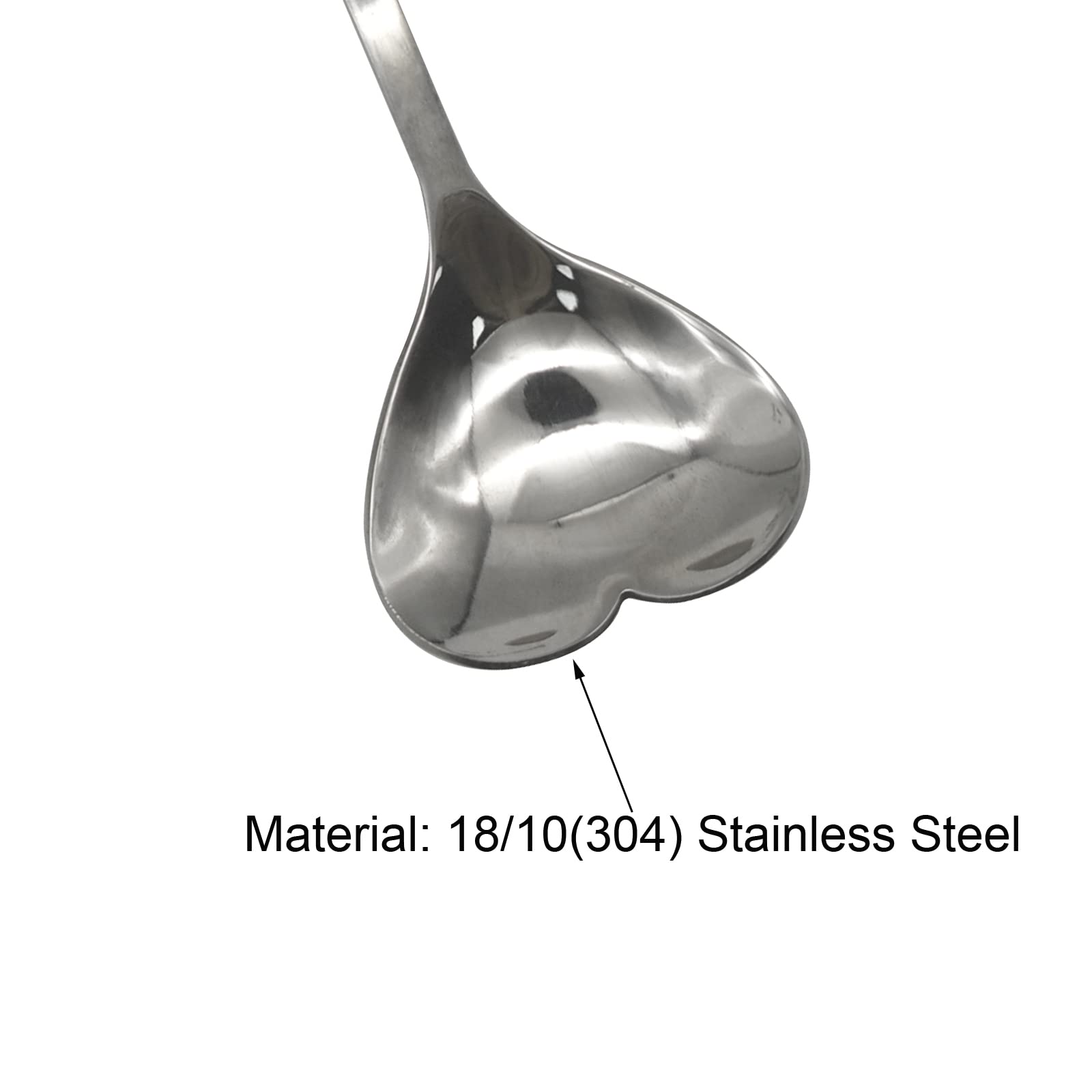 Pinenjoy 2Pcs Heart Shaped Dessert Spoon 18/10(304) Stainless Steel Couple Spoon With Decortive Handle 6.1Inch Sugar Spoon For C