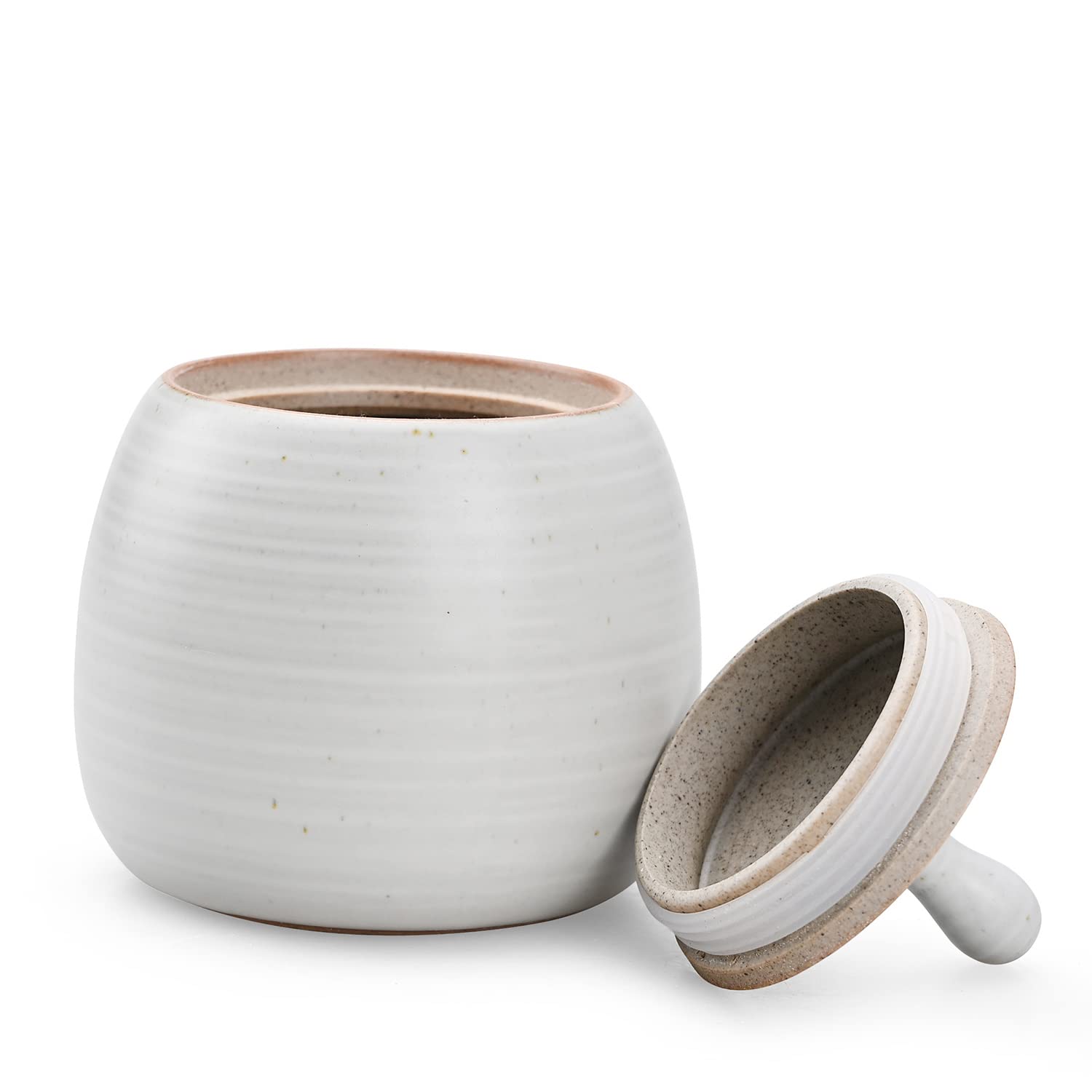 Ncqixiao Retro Kitchen Canisters Ceramic Food Storage Jar Roud Shape With Silicone Airtight Lid For Tea, Coffee, Nuts, Herb, Spi