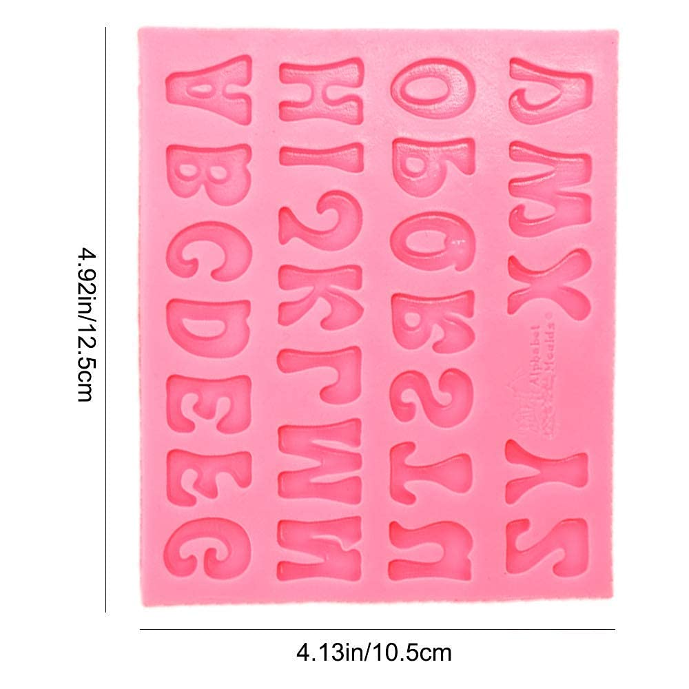Fondant Mold Silicone Mini A-Z 26 English Letters Mold Cake Mold Baking Cake Decoration Cupcake Topper Tools Alphabet Pink Handm