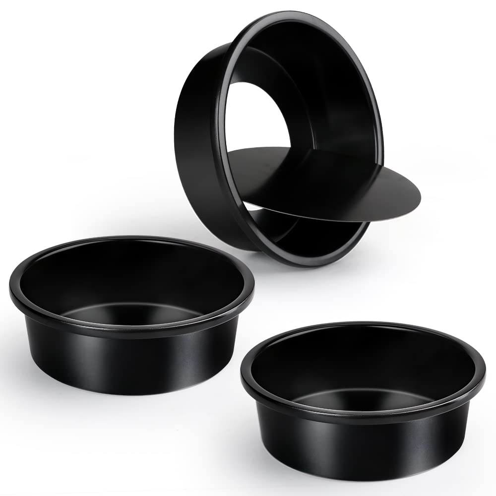 Cyimi 6 Inch Round Cake Pan Set Of 3, Nonstick Coating Baking Round Cake Pans With Remvable Bottom For Birthday Layered Cakes,Pa