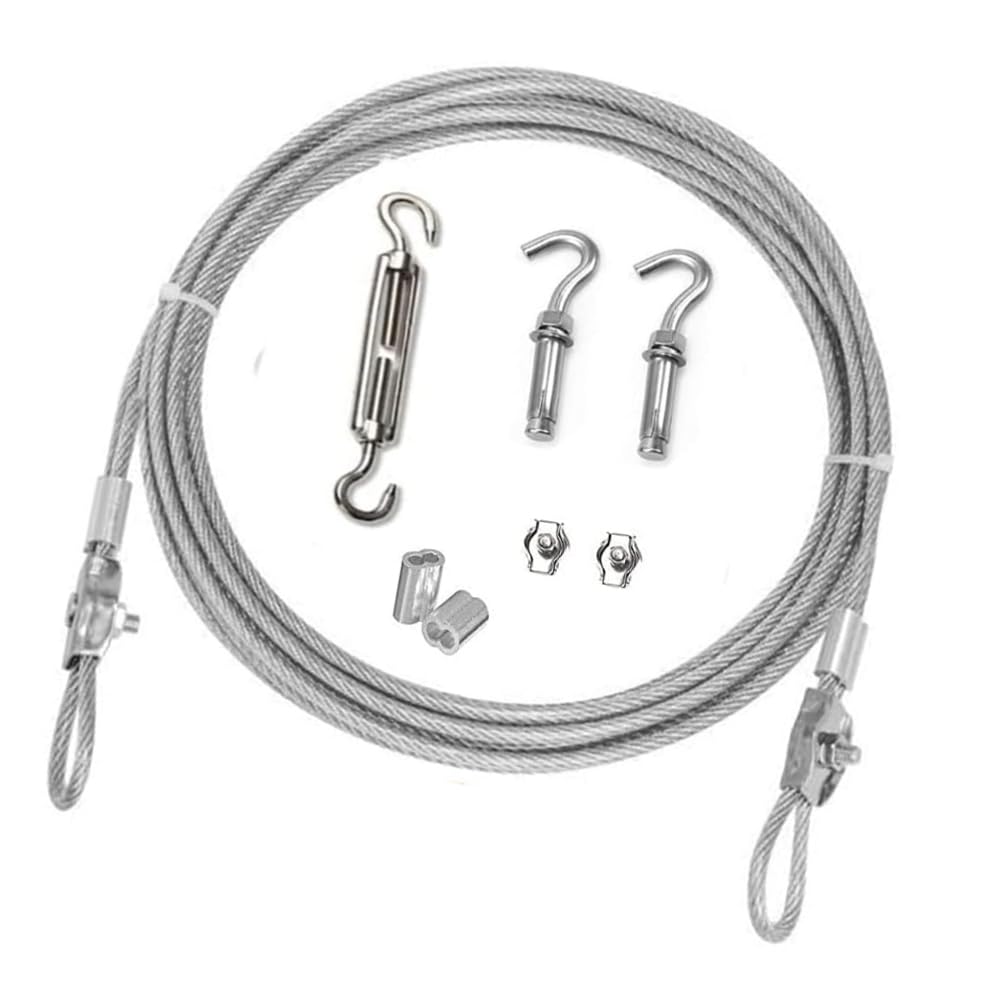 Outdoor/Indoor Clothesline, Stainless Steel Clothesline Wire Outdoor Cable Wire Rope Laundry Hanging Drying With Tightener Syste