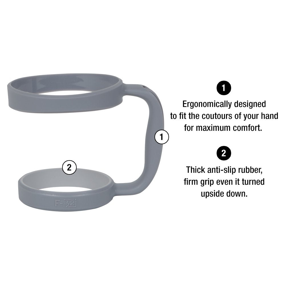 F-32 Handle - 19 Colors - 30Oz Size - Compatible With 30 Oz Yeti And 30 Oz. Ozark Trail Tumbler Travel Mug (30 Oz, Zen Gray)