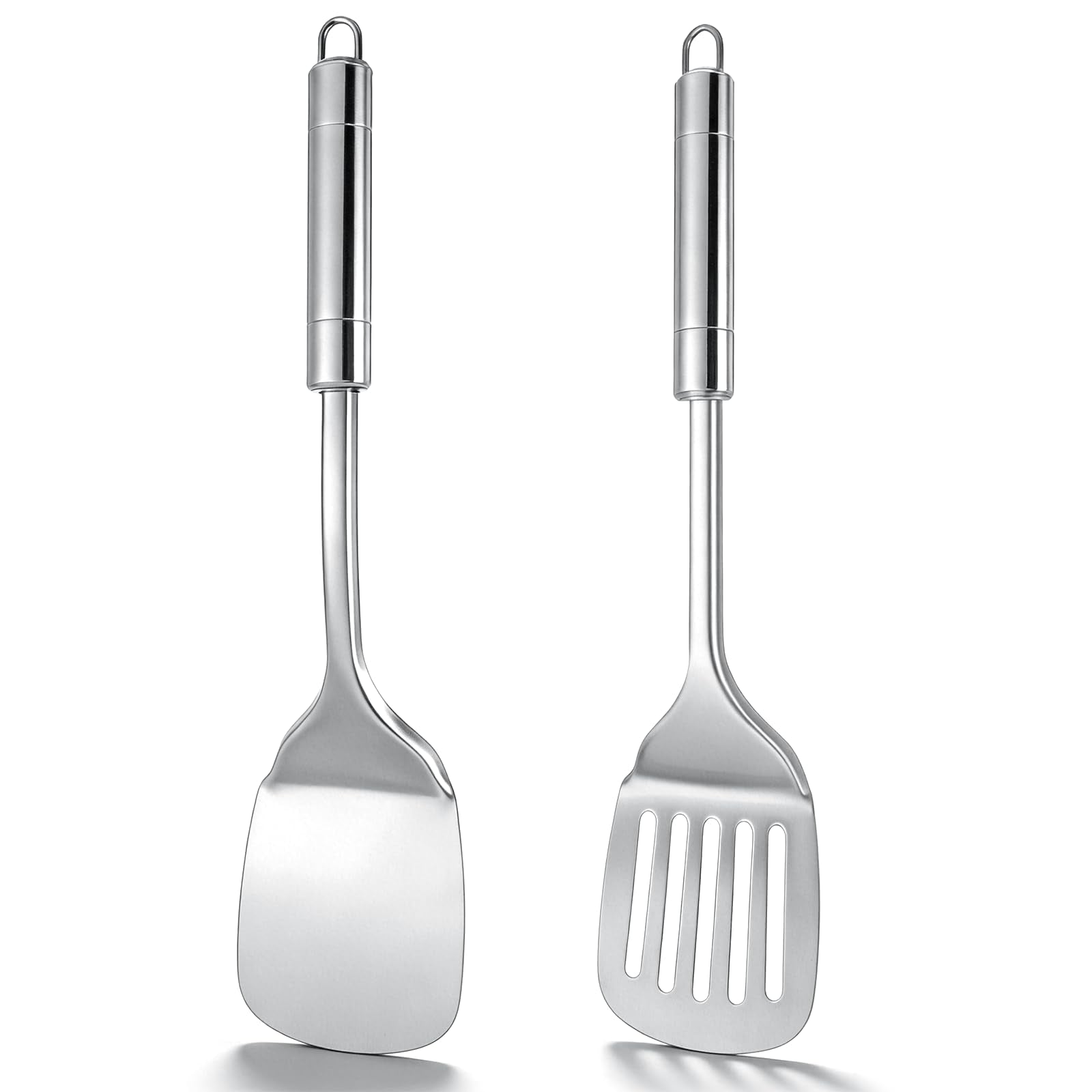 2Pcs Stainless Steel Spatulas Set Metal Spatulas for Kitchen Use Cooking Spatula with Solid Slotted Turner, Kitchen Utensils Dis