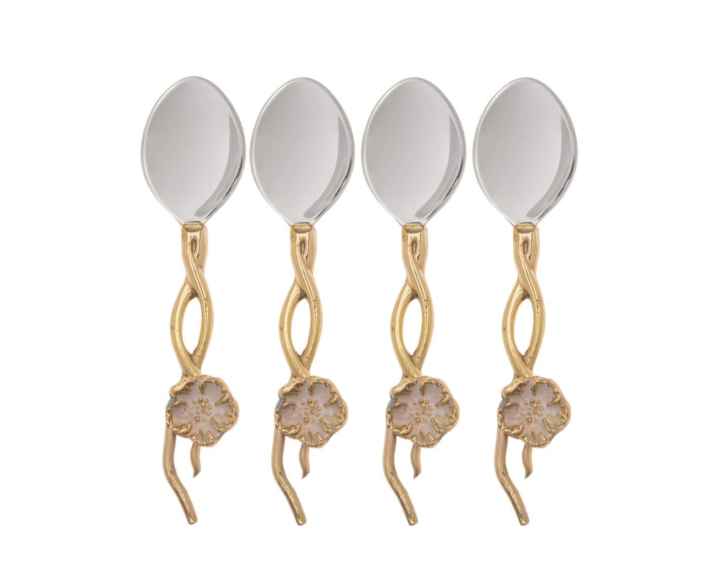 Godinger Dessert Spoons, Soup Spoons, Stainless Steel With Gold Handle, Set Of 4