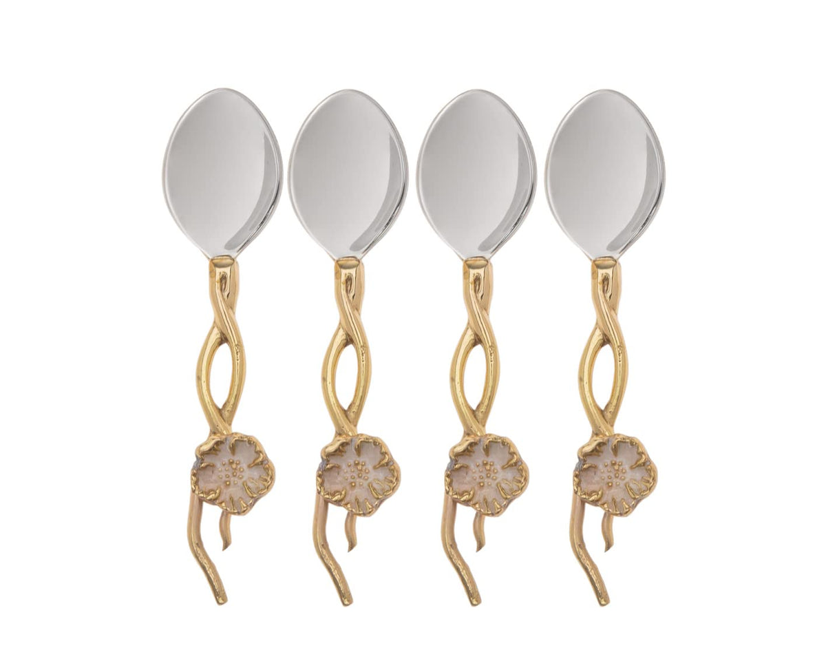 Godinger Dessert Spoons, Soup Spoons, Stainless Steel With Gold Handle, Set Of 4