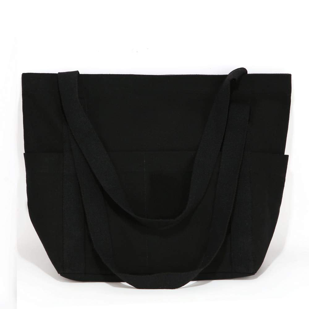 Augbunny Xl Heavy Duty Canvas Grocery Bag Multi Purpose Tote Outer Pockets