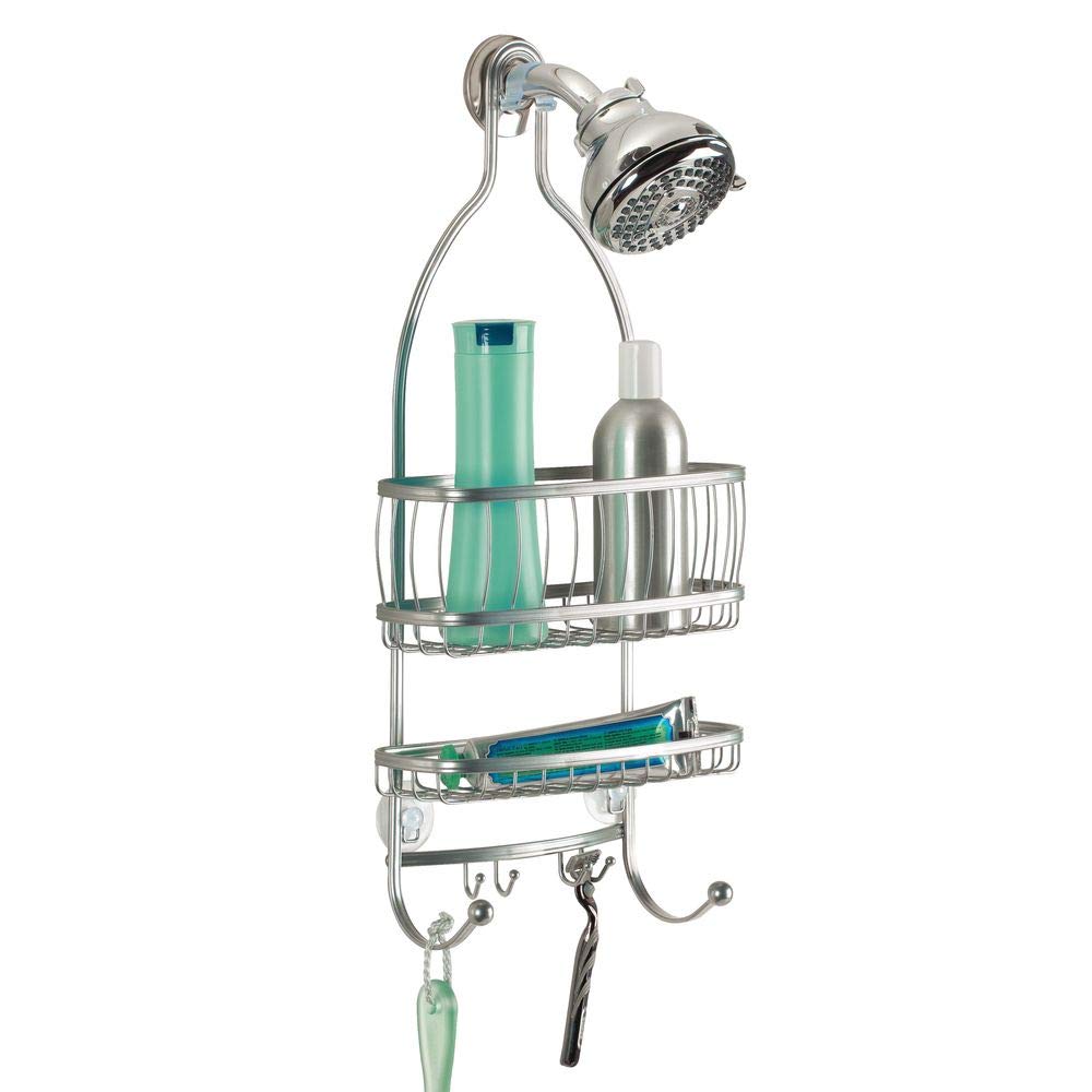 iDesign Metal Extra-Wide Hanging Shower Caddy, The York Collection - 10 x 4 x 22, Silver