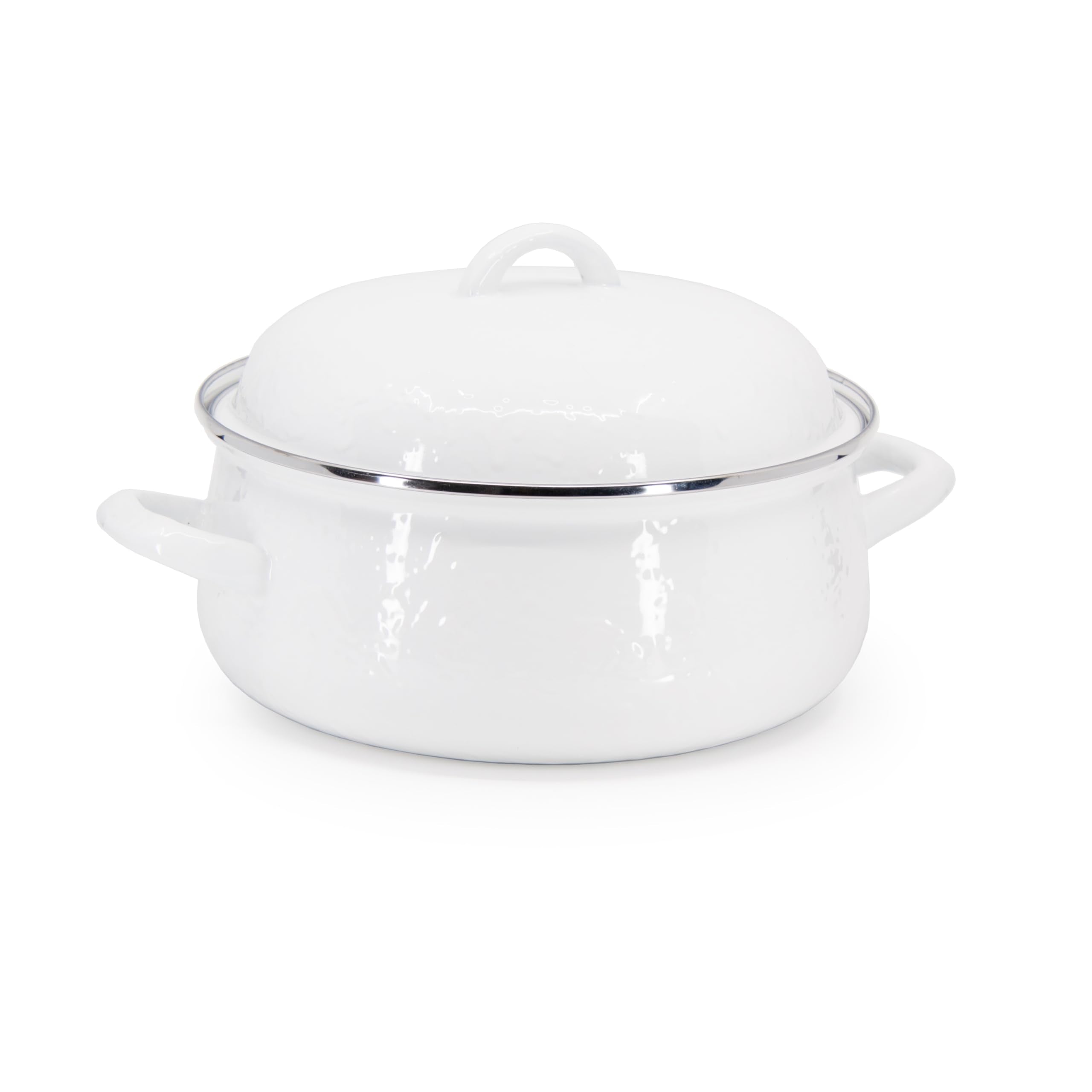 Golden Rabbit Enamelware Dutch Oven, 4 Quart, Solid White Textured