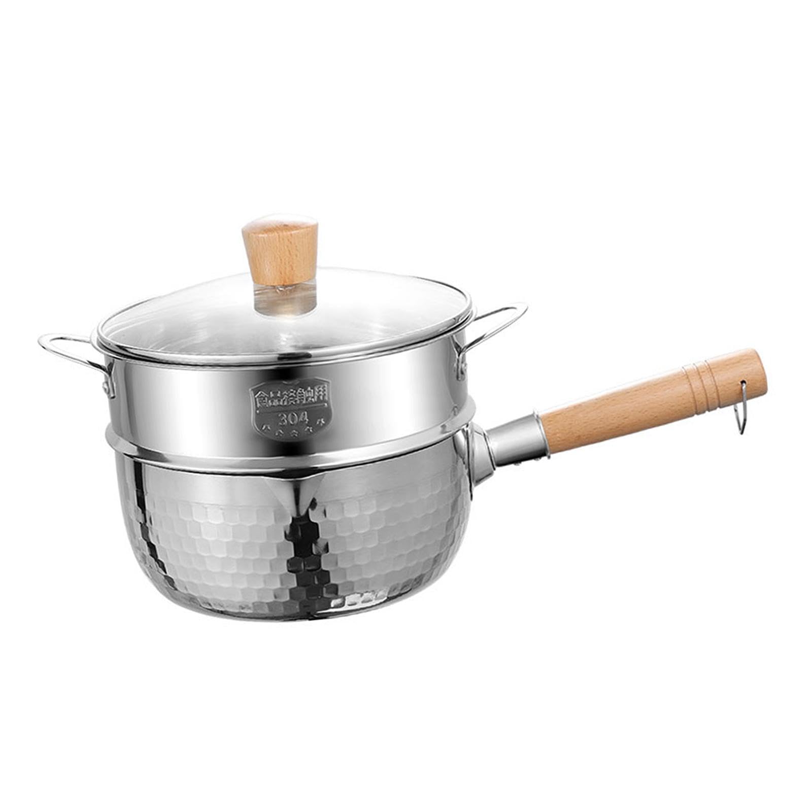 Trendynest Saucepan With Steamer Easy Clean Cooking Pot For Hotel Outdoor Making Sauces 18Cm