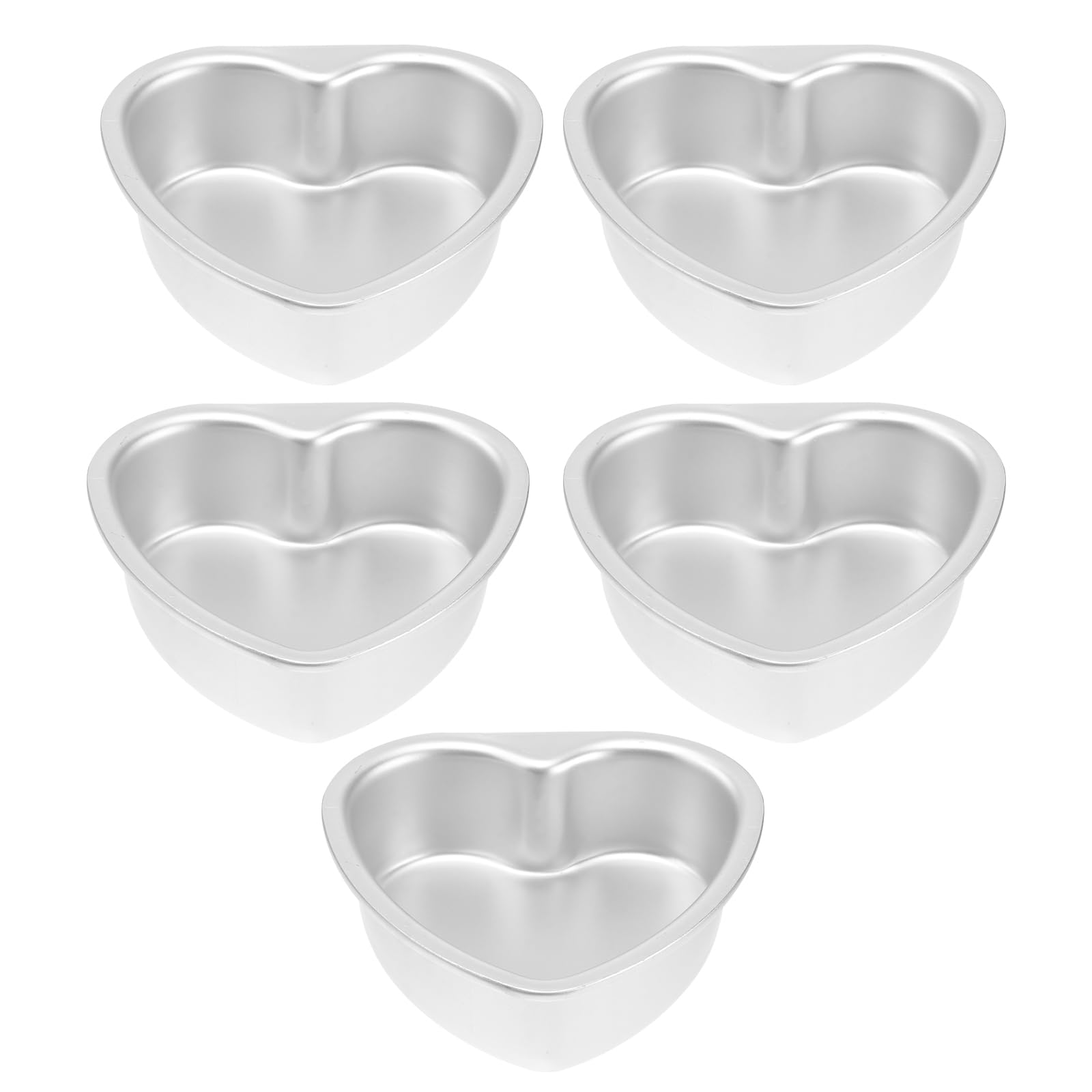 Bestonzon Heart Pan 5Pcs Heart Cake Heart Shape Cake Pan Heart Shaped Pizza Pan 4 Inch Cake Pan, Aluminum Heart Heart Cake Pan