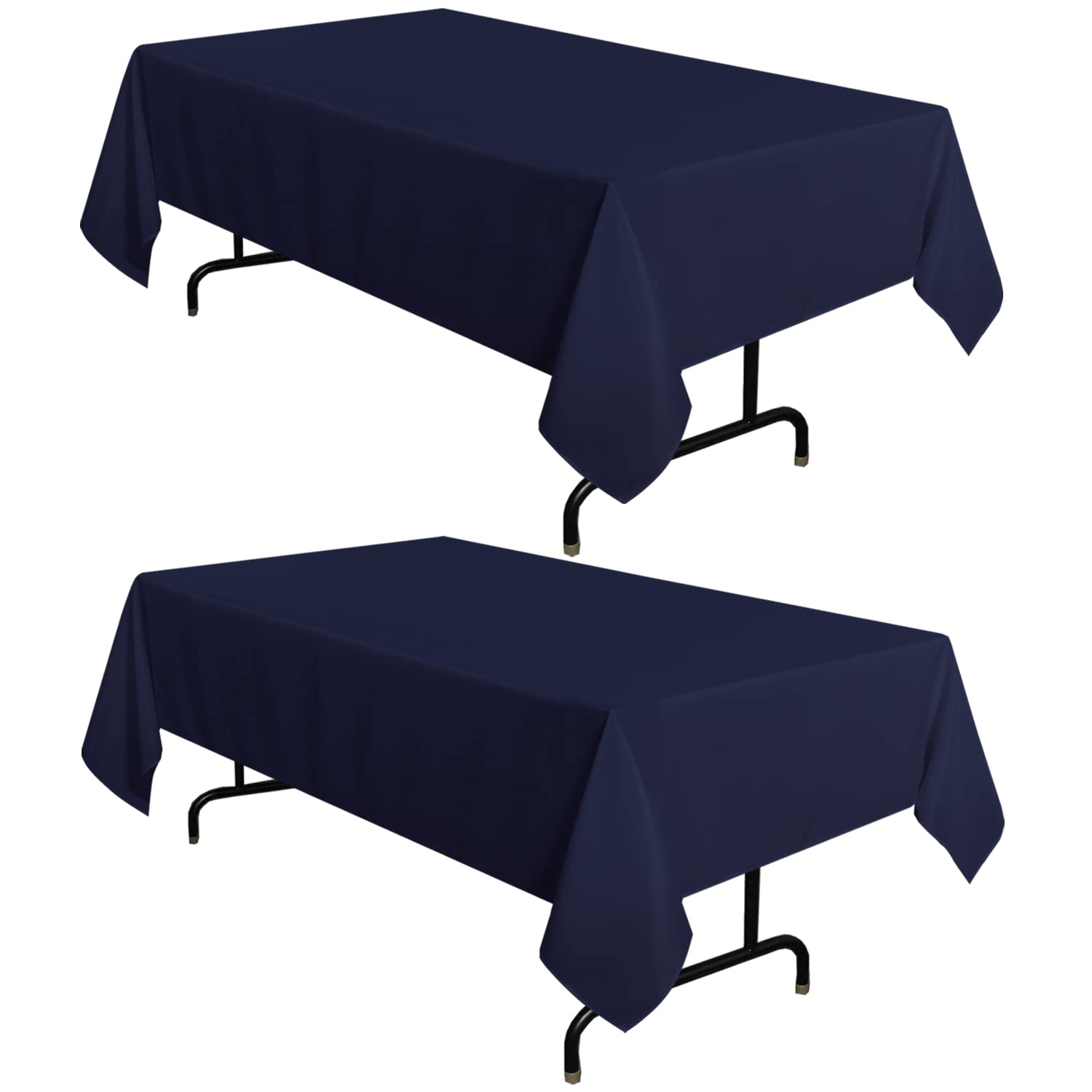 Sancua 2 Pack Navy Tablecloth 60 X 120 Inch, Rectangle 8 Feet Table Cloth - Stain And Wrinkle Resistant Washable Polyester Table