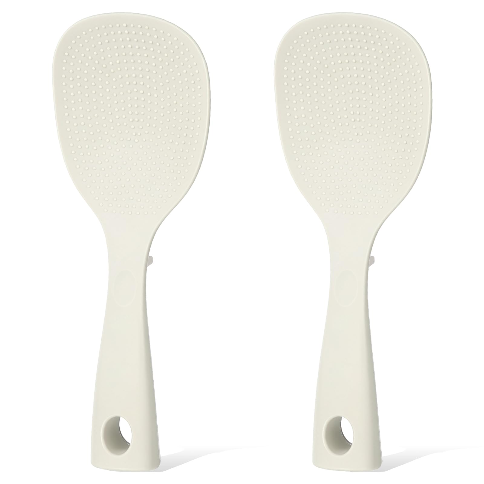 2 Pcs Silicone Rice Paddle Standing Rice Scooper Silicone Rices Ladle White NonStick Rices Paddle Scooper Easy To Clean Heat Re
