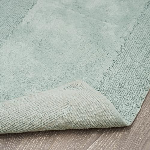 Laura Ashley Ruffle Cotton 20'' X 34'' Bath Rug, Aqua