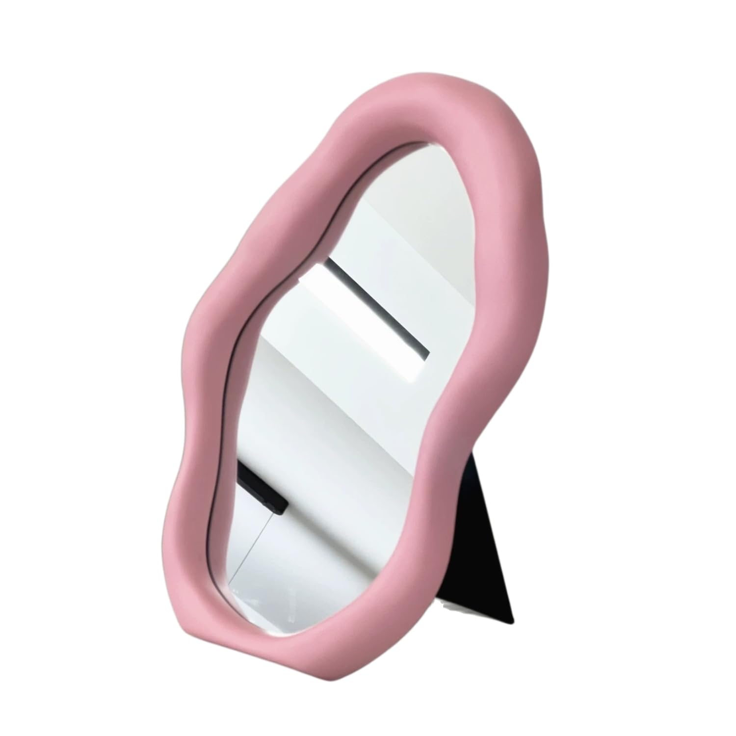 Schonee Pink Tabletop Makeup Mirror, One-Sided Stand Dressing Mirror, Special-Shaped Wall Mirror Decorative Mirror Tray (Pink)