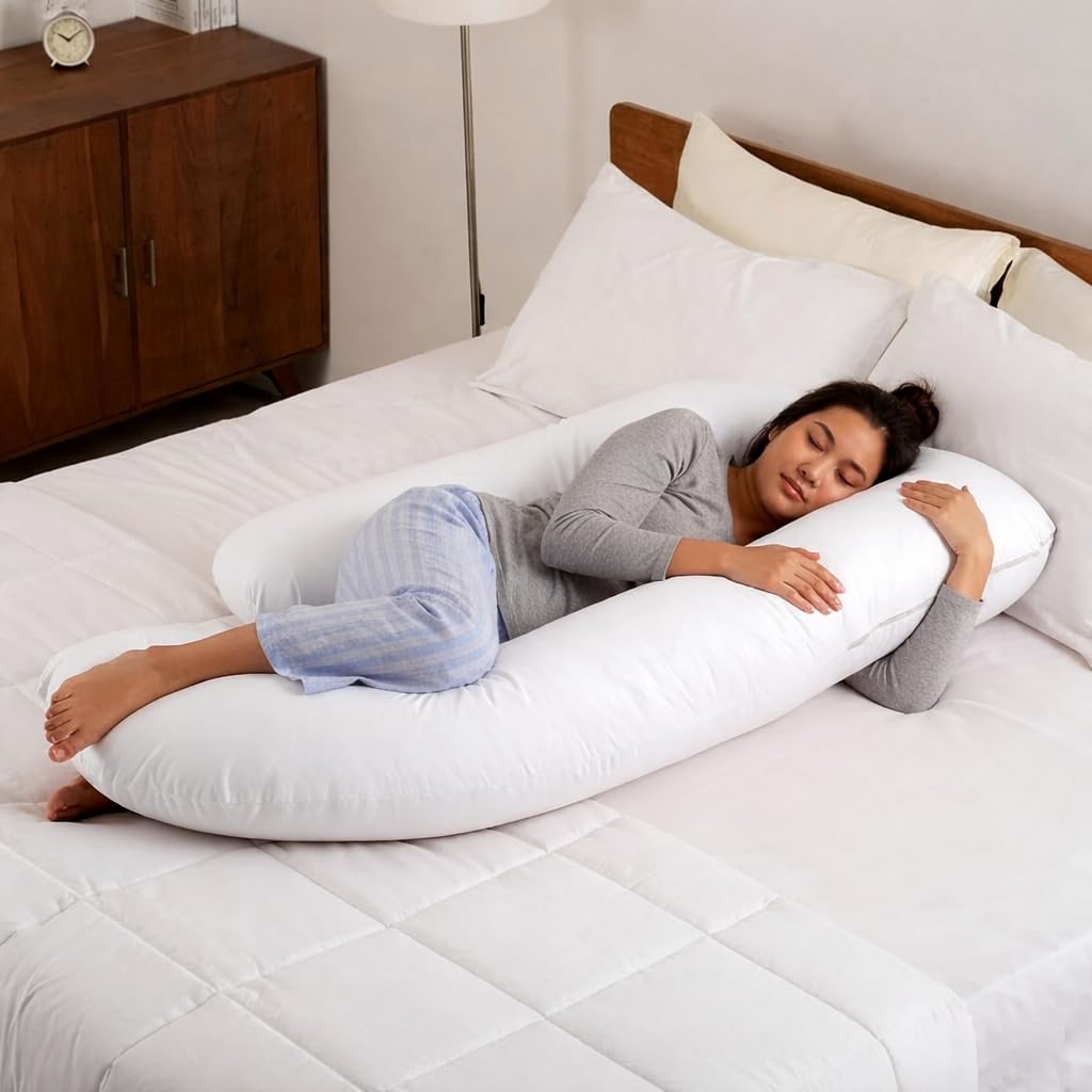 Babypro Maternity Pillow For Sleeping, Full Body Support Cushion, White, Pack Of 1