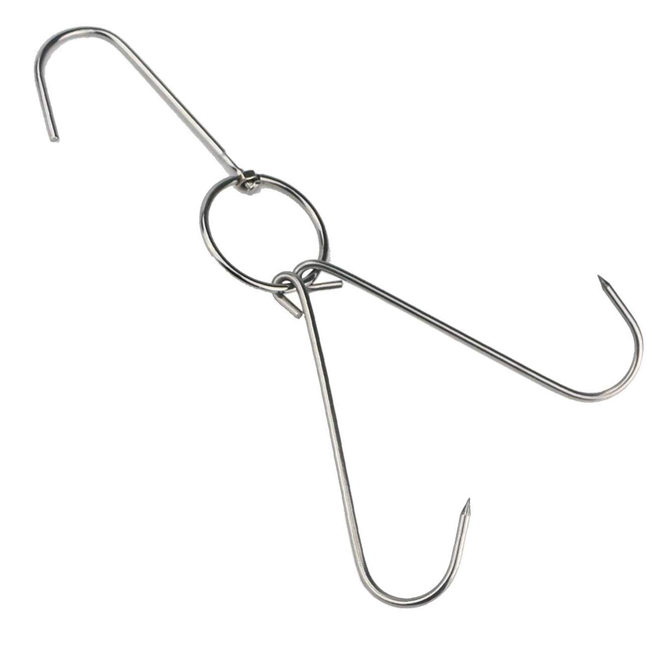 Tihood 6Pcs 9.4'' Stainless Steel Double Meat Hooks Roast Duck Bacon Shop Hook Bbq Grill Hanger Cooking Tools Accessories (6 Pac