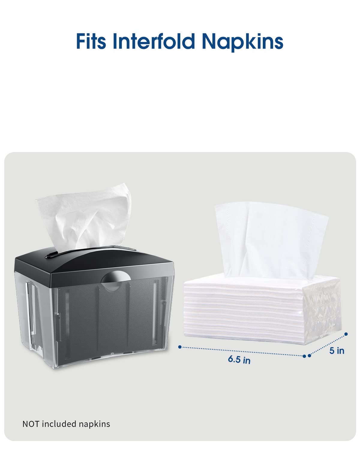 Tabletop Napkin Dispenser, Commercial Paper Napkin Dispensers, Black, 8'' X 6.1'' X 6.5'', Chuangdian