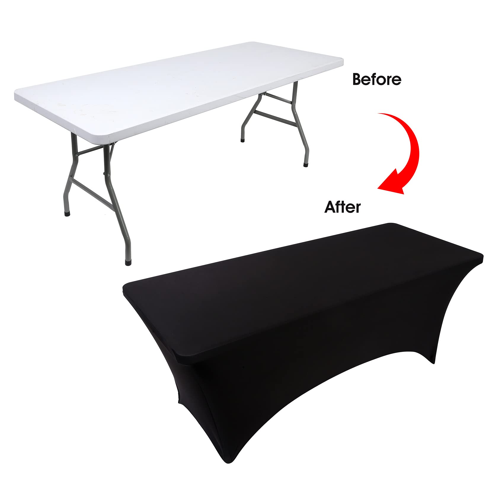 Bddc Table Covers For 6 Foot Tables 2 Pack, Spandex Table Covers 6Ft, Black Table Cloths Rectangle 6Ft For Events, Wedding, Banq
