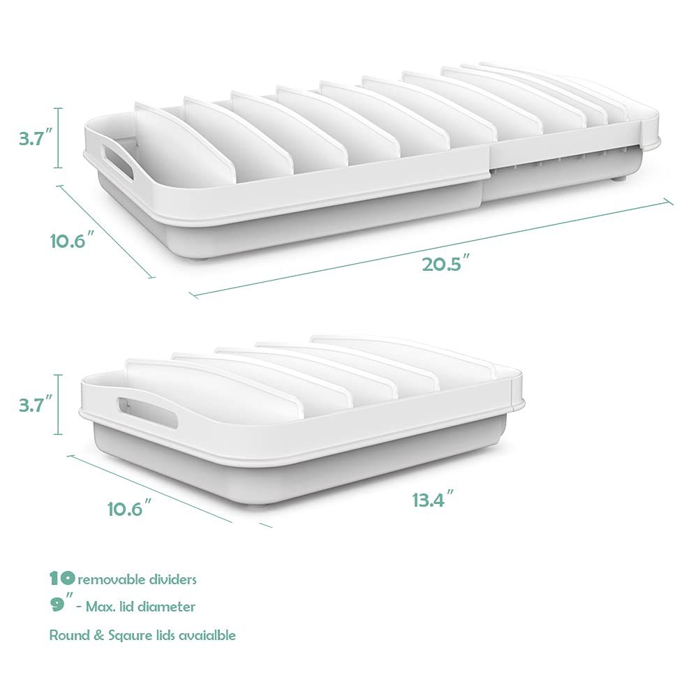 Everie Extendable Food Container Lid Organizer For 12 ' ' Deep Cabinets, Adjustable Length 13.4 '' - 20.5 '', Gs01-Ss