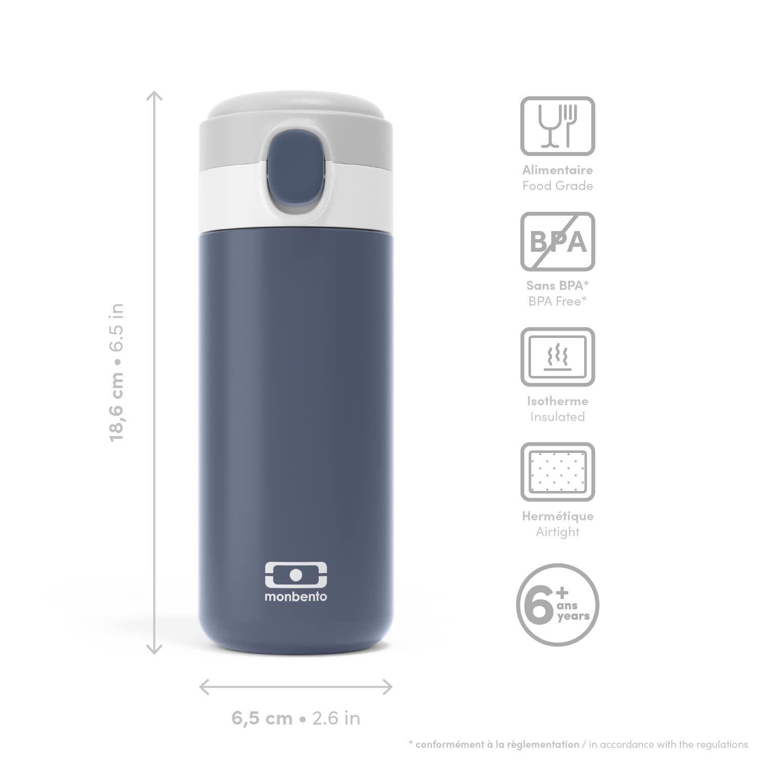 Monbento - Insulated Bottle Mb Pop Infinity - 12 Oz - Leakproof - Hot/Cold Up To 12 Hours - Small Water Bottle To Slip Into Hand