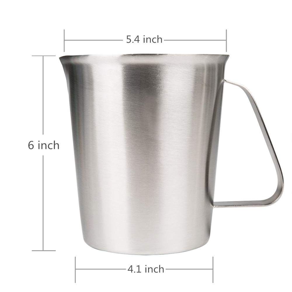 Measuring Cup, Stainless Steel Measuring Cup (48 Ounce, 1.5 Liter-6 Cup), Heavy- Duty Frothing Pitcher, Milk Frothing Pitcher Mi