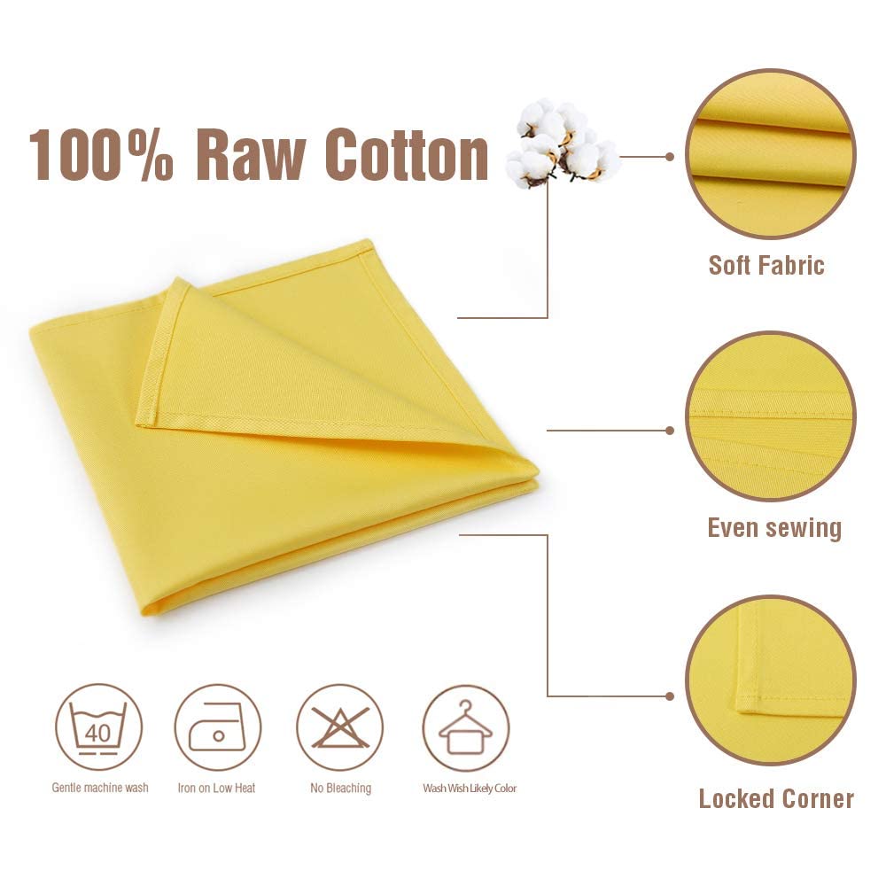 Koffota Jasmine Yellow Cloth Napkins 100% Cotton Set Of 12, Spring Cloth Napkins Easter Table Decor For Dinner, Soft Comfortable