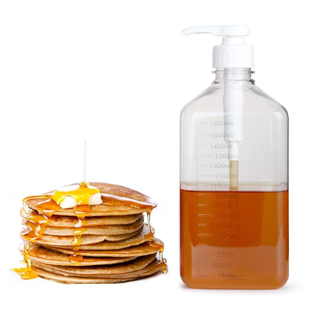 Fdit Maple Syrup And Honey Dispenser Plastic Syrup Bottle Holder With Pump Kitchen Ketchup Sauces Condiment Bottle Containers La