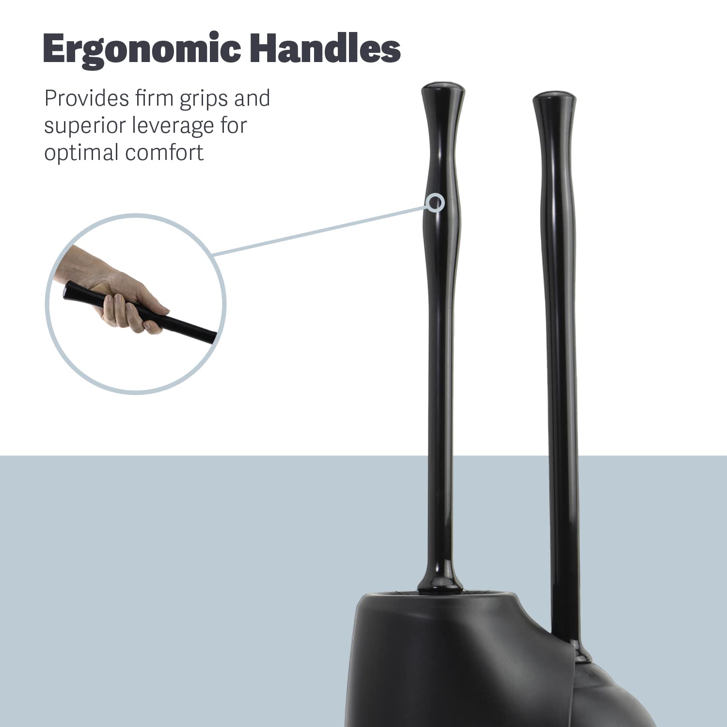 Casabella Bowl Brush & Plunger Combo - Heavy-Duty Toilet Plunger And Cleaning Brush, Ergonomic Handles, Durable Bowl Brush, Tack