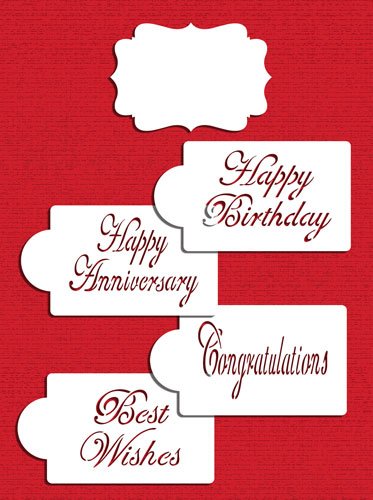 Large Script Celebration Cake Stencil Set By Designer Stencils