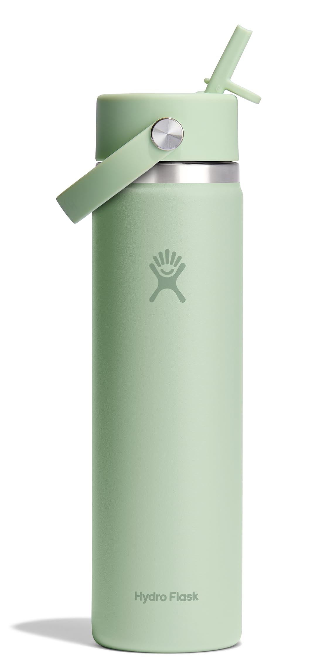 Hydro Flask Water Bottle - Insulated Stainless Steel - Wide Mouth Flex Straw Lid, Non Spill, Leakproof and Refillable in 24 Oz A