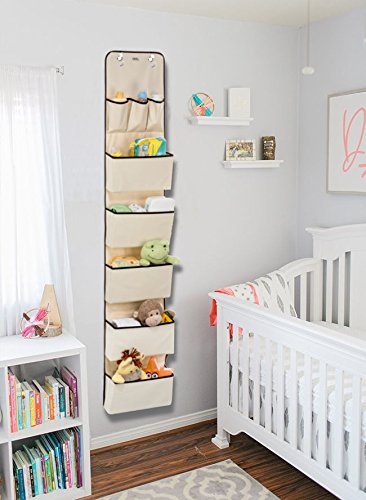 Over The Door Hanging Wall Organizer With 8 Pockets - Metal Hooks - Saves Space In Your Baby Nursery, Closet, Children'S Room Or